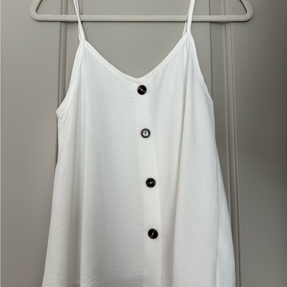 Karlie White Button-Front Tank Top